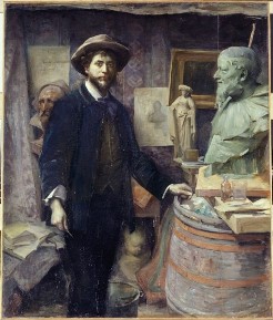 Portrait de Carriès dans son atelier par Louise Catherine Breslau, 1885-1886 Huile sur toile - 165 x 139 cm - Paris, Petit Palais
